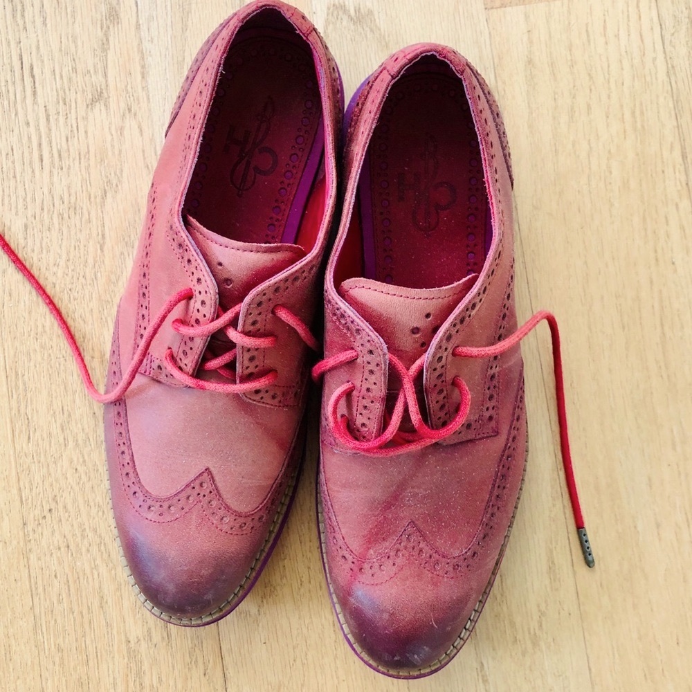 Cole Haan Red Suede Classic Saddle Shoes, sz 7.5 - Picture 5 of 10